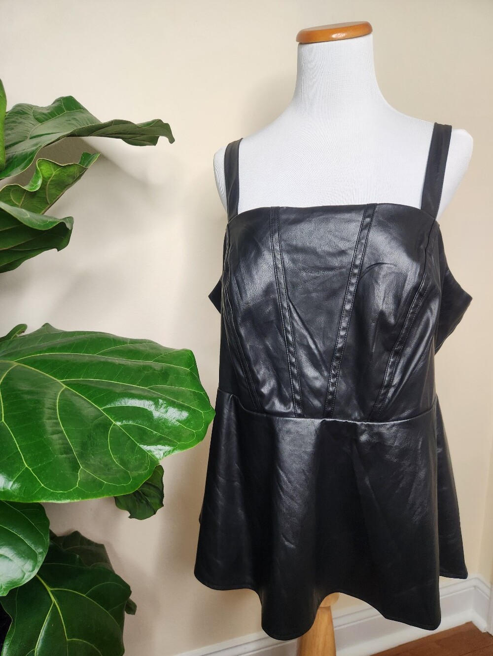 Torrid Black Faux Leather Peplum Corset Top | Size 1 (1X) Whimsigoth Witchy